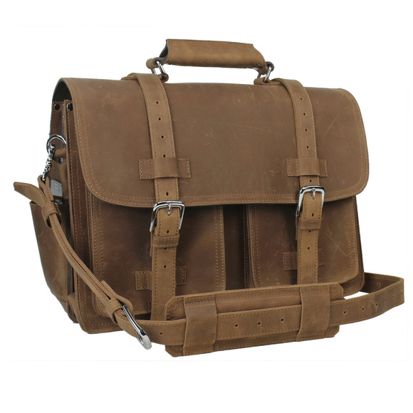 18"Leather Briefcase Backpack Travel Bag L31VB